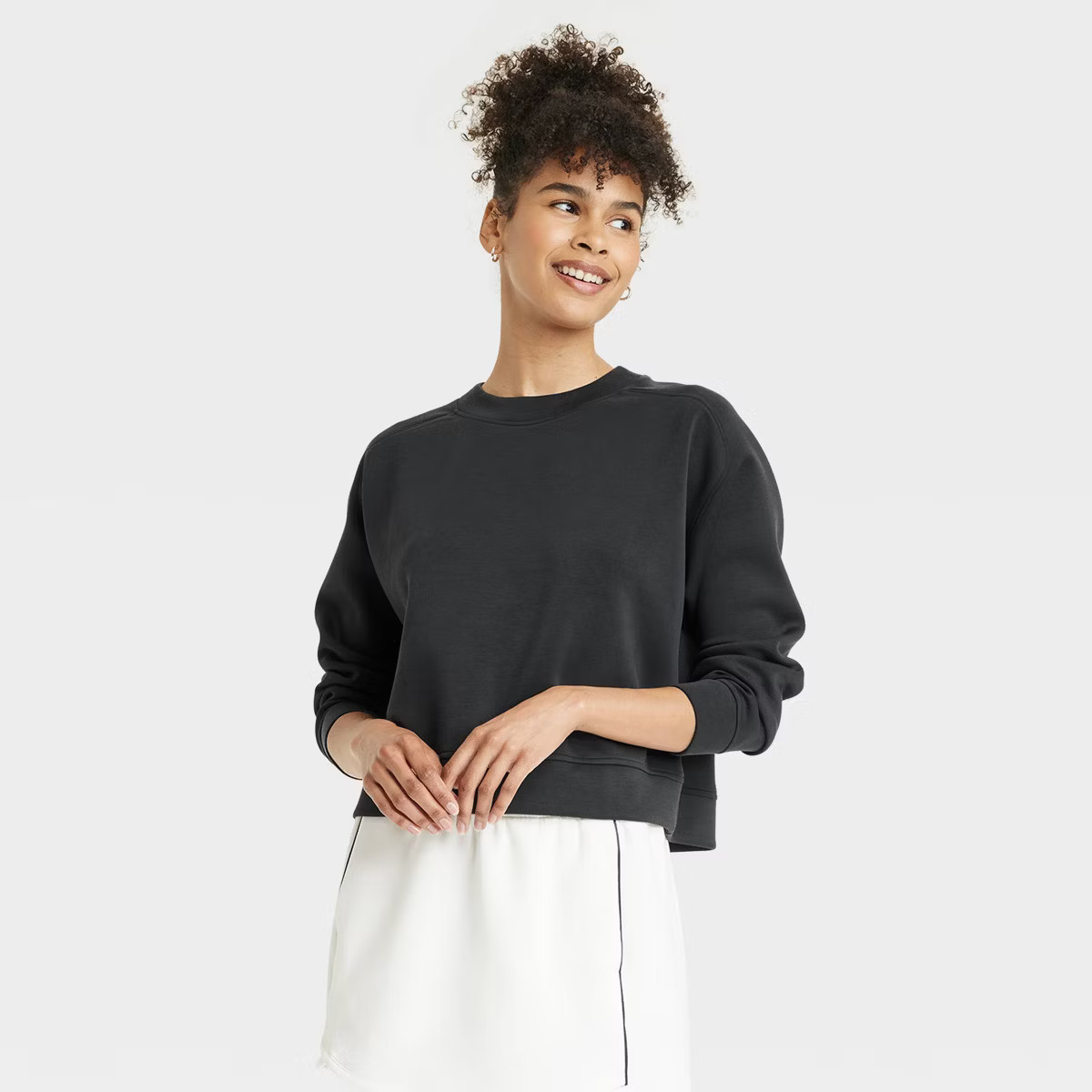 Women's Airy Sleek Crewneck Sweatshirt - All In Motion™ Black XS | Target