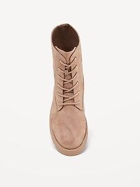 Faux-Suede Chunky-Heel Lace-Up Boots for Women | Old Navy (US)