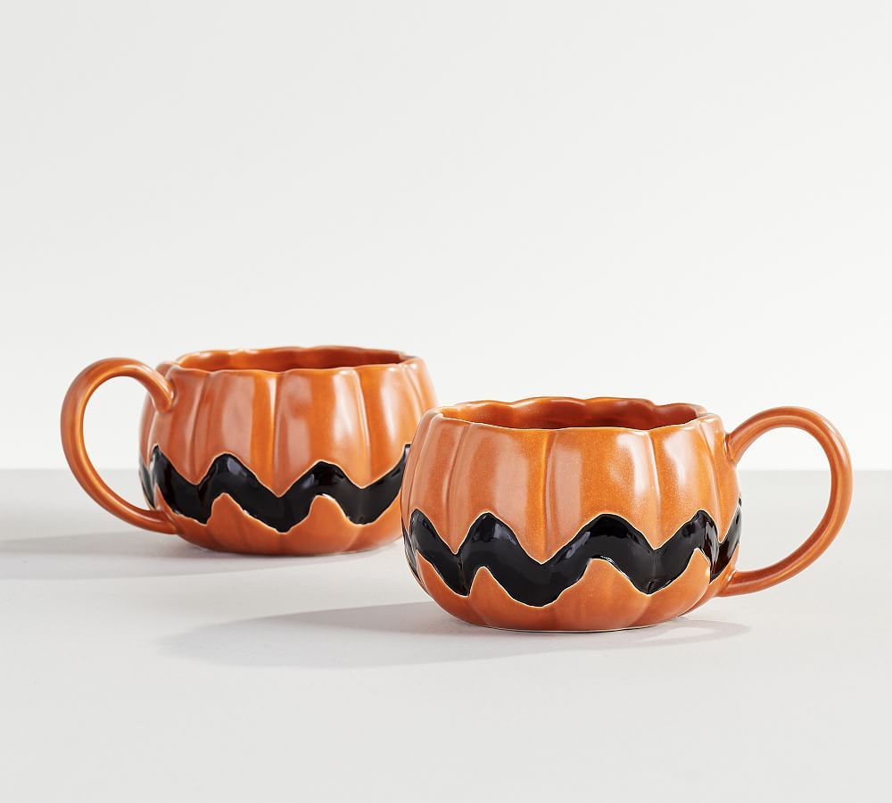 Peanuts Pumpkin Shaped Mugs, Set of 2 | Pottery Barn (US)