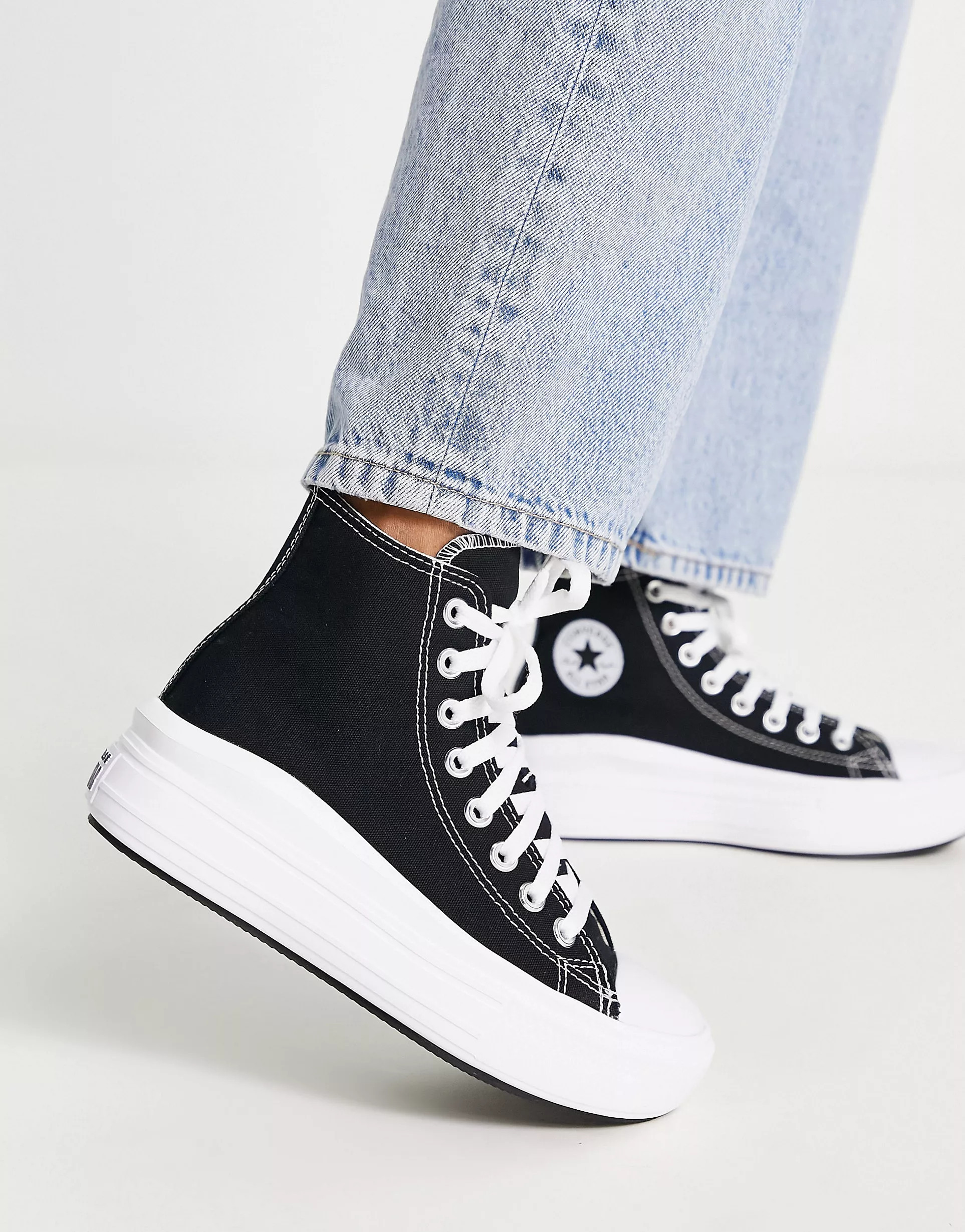 Converse Chuck Taylor All Star Move Hi trainers in black | ASOS (Global)