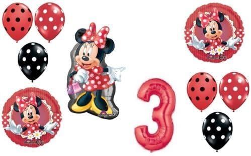 LoonBalloon MINNIE MOUSE Figure Red Bow Polka Dots #3 Birthday PARTY Mylar Latex BALLOON | Amazon (US)
