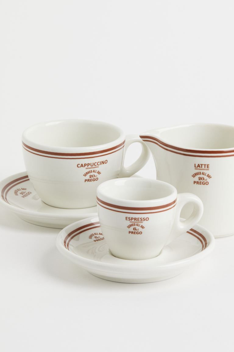 Espresso Cup and Saucer - White/brown - Home All | H&M US | H&M (US + CA)