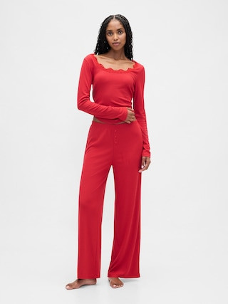 Mini Rib Wide-Leg PJ Pants | Gap (US)