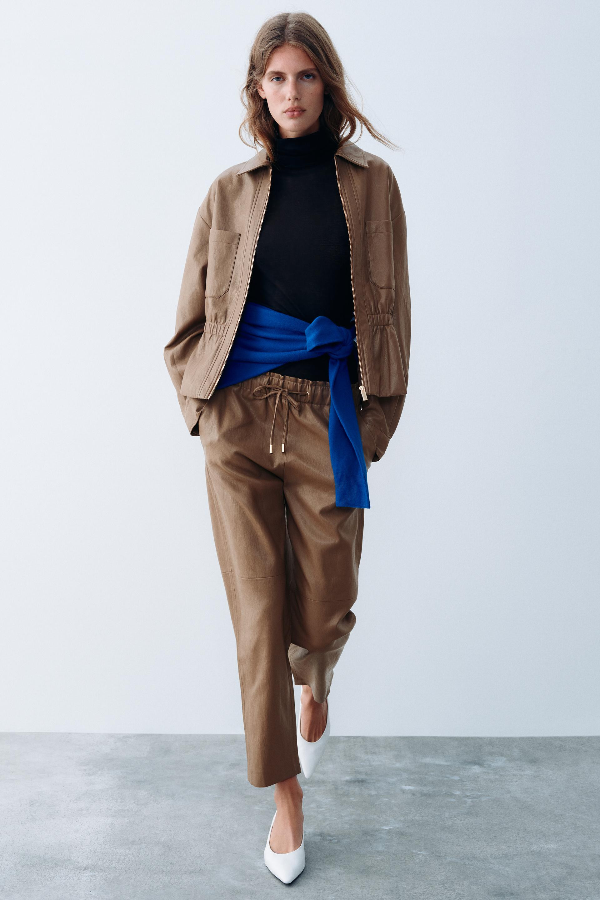 Zara - Faux Leather Elastic-Waist Pants - Black - S - Woman | Zara US