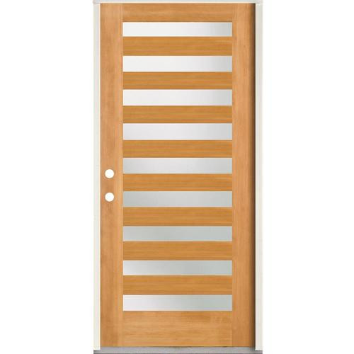 SIMPSON 36-in x 80-in Wood Full Lite Right-Hand Inswing Brown Unfinished Prehung Single Front Doo... | Lowe's