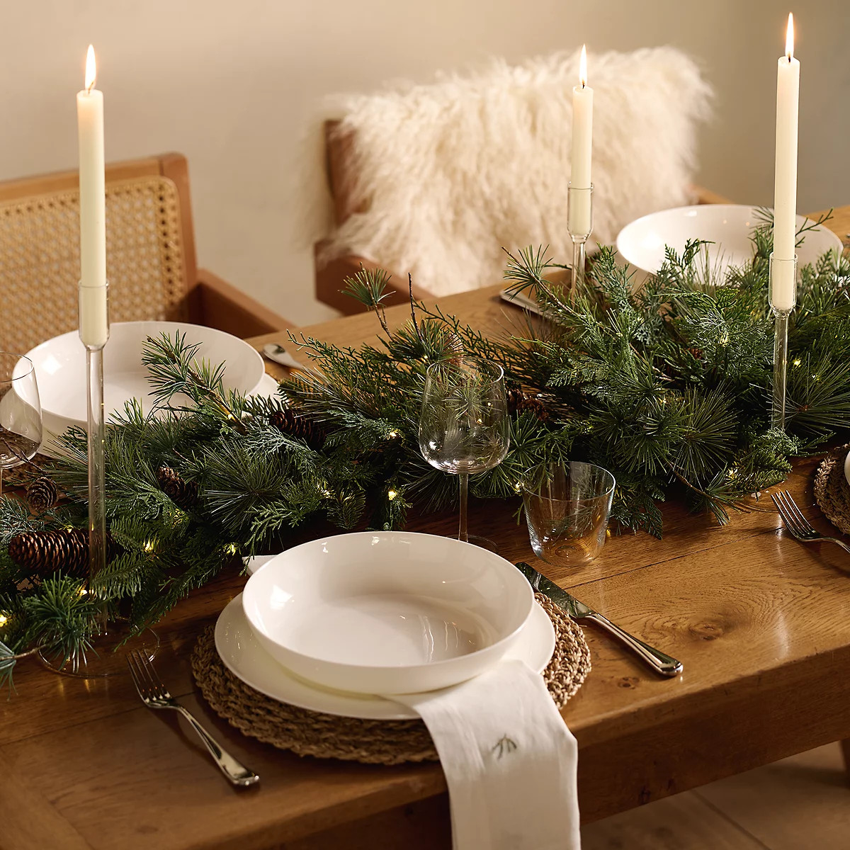 180cm Pre-Lit Ultimate Fir Tree Centrepiece Garland | The White Company UK & ROW