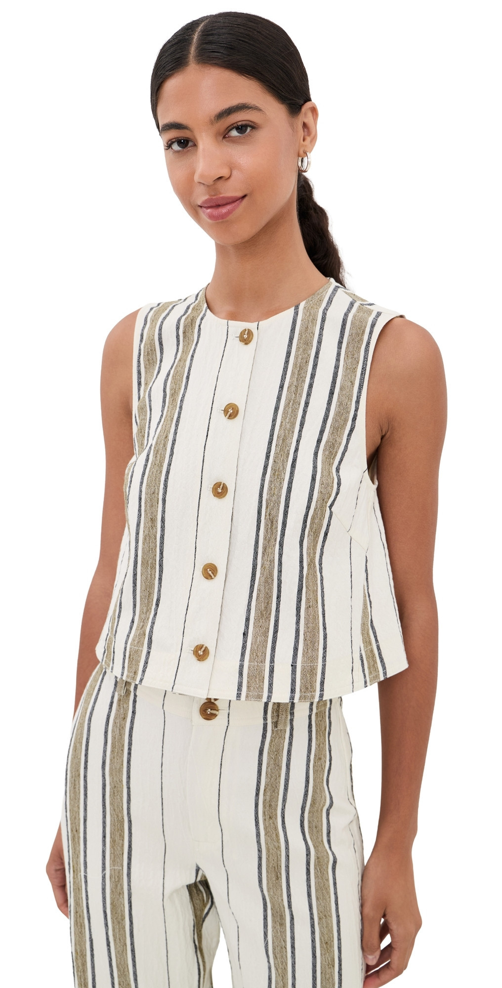 Apiece Apart Stripe Godet Tank Affogato Stripe 4 | Shopbop
