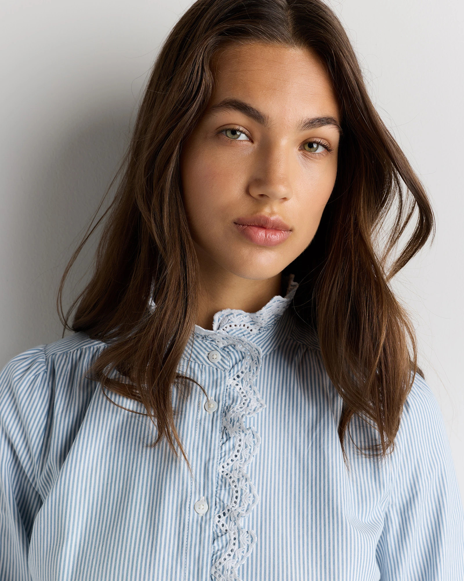 100% Organic Cotton Lace Ruffle Blouse | Quince