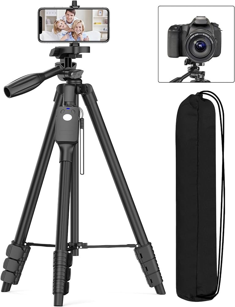 XXZU Tripod,60" Camera Tripod with Travel Bag,Cell Phone Tripod with Remote,Professional Aluminum... | Amazon (US)