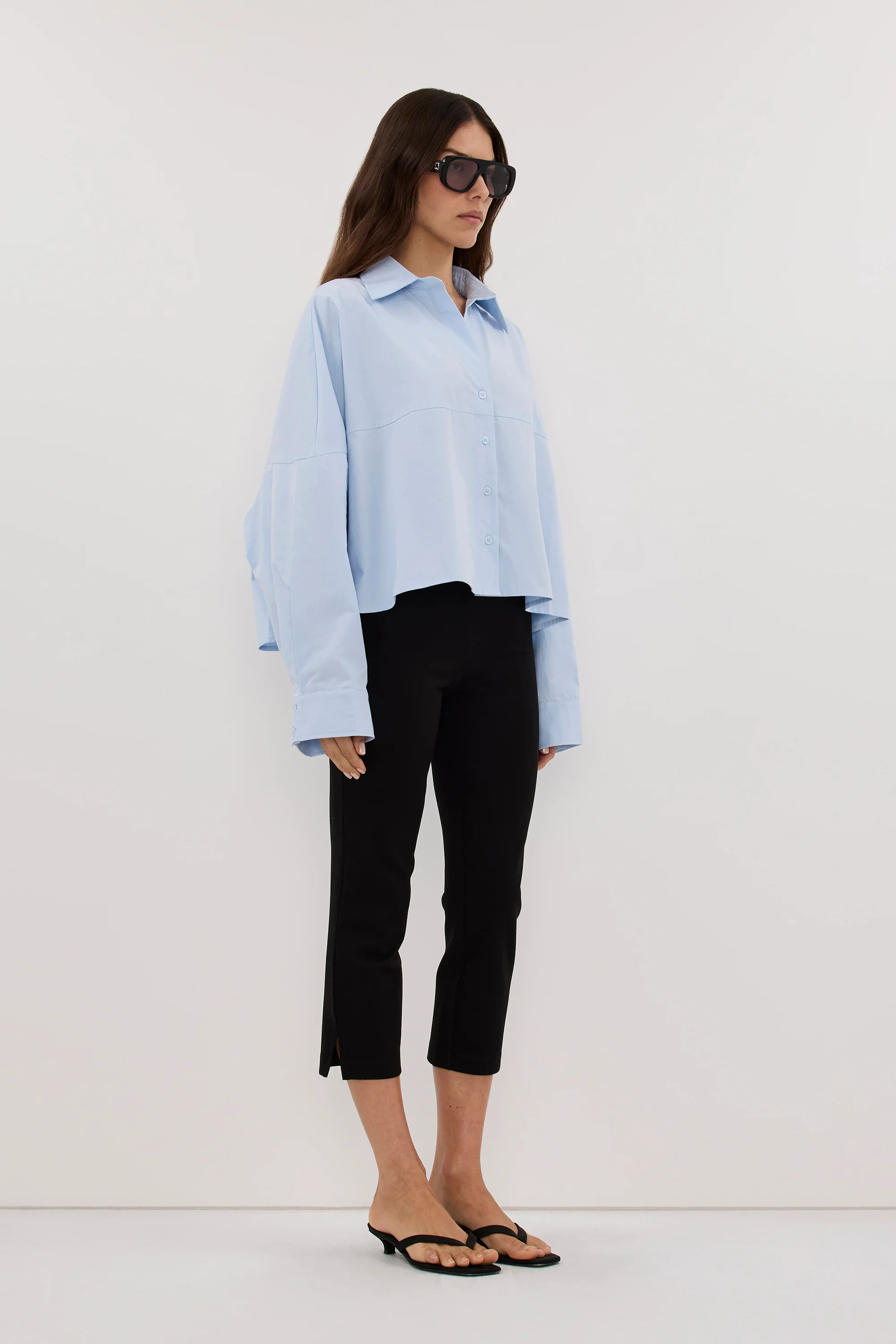 GOLDIE CORNFLOWER CROPPED SHIRT | DISSH