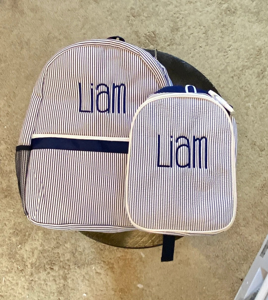 Seersucker Toddler Backpack/Lunchbox combo; Seersucker Backpack; Seersucker Lunchbox; Monogrammed... | Etsy (US)