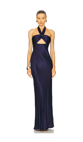 La Lune Ruched Halter Maxi Dress | Revolve Clothing (Global)