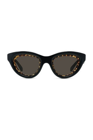 Loewe Cat Eye Sunglasses in Shiny Black & Brown - Black. Size all. | FWRD 