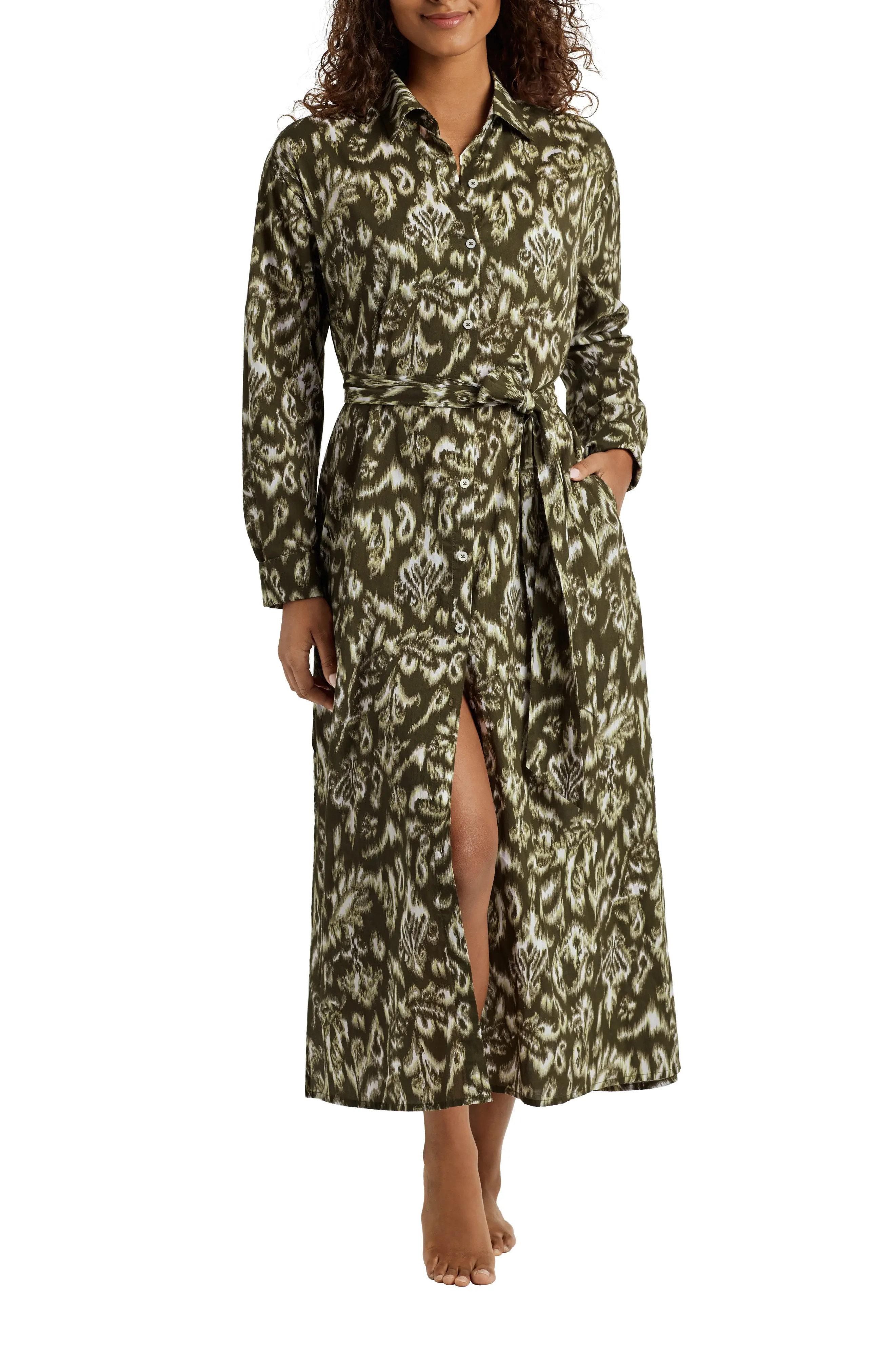 Lauren Ralph Lauren Print Midi Cover-Up Shirtdress (Women) | Nordstrom | Nordstrom