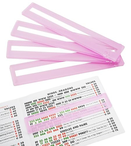QANIUOS Mahjong Line Finder, 4 Pack Mahjong Rules Reader, Acrylic Card Rules Helper for Mahjong Players Accessories and Gifts(Pink*4) | Amazon (US)