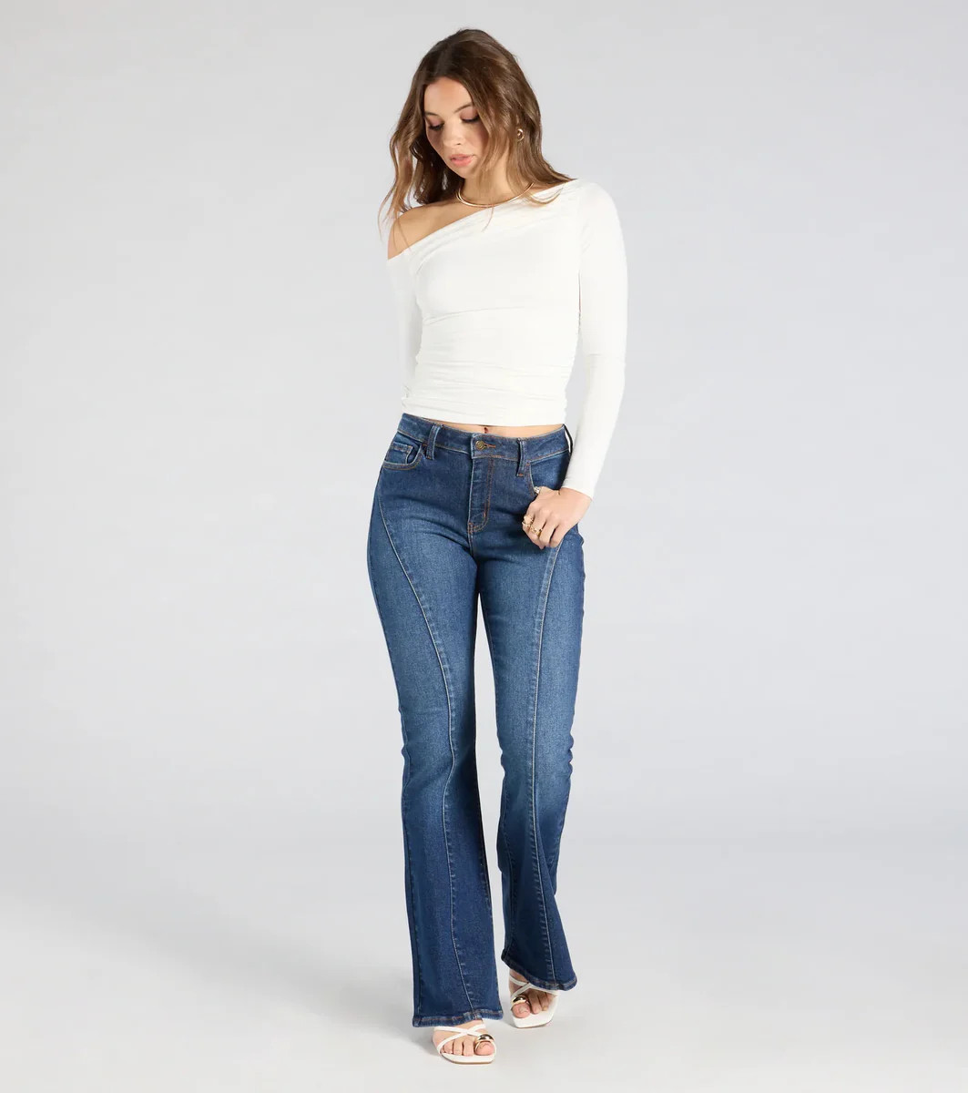 Make A Scene Mid-Rise Flare Denim Jeans | Windsor Stores