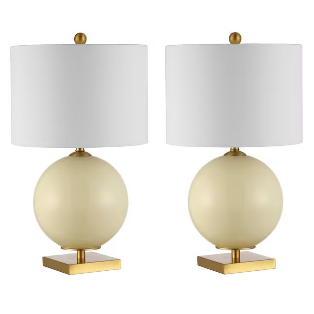 Safavieh Anina Modern/Contemporary Medium Base (e-26) Lamp Set with White Shades | Lowe's