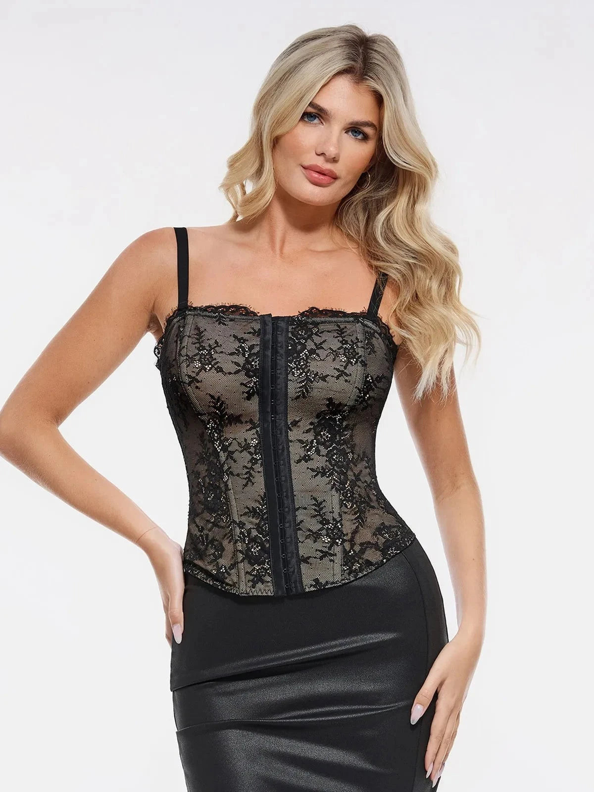 Shapewear Sculpting Leopard Mesh Detachable Strap Corset Top Skin / 3XL | Popilush