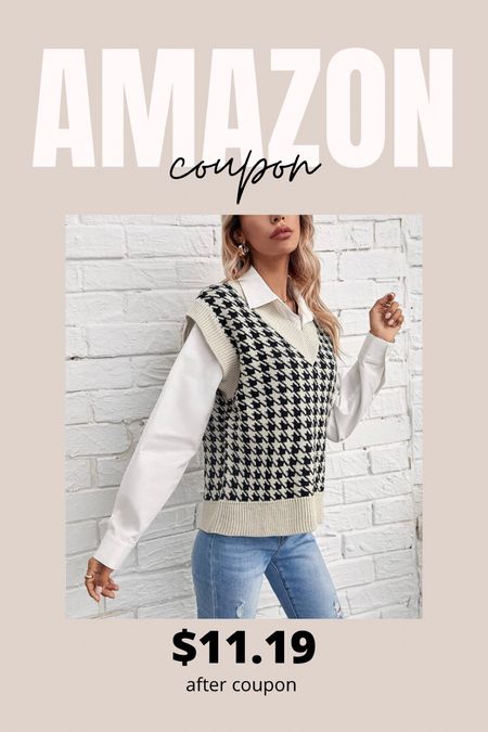 Amazon fashion
Amazon deal
Sweater vest
Houndstooth vest 
Winter outfit ideas 

#LTKSeasonal #LTKsalealert #LTKunder50