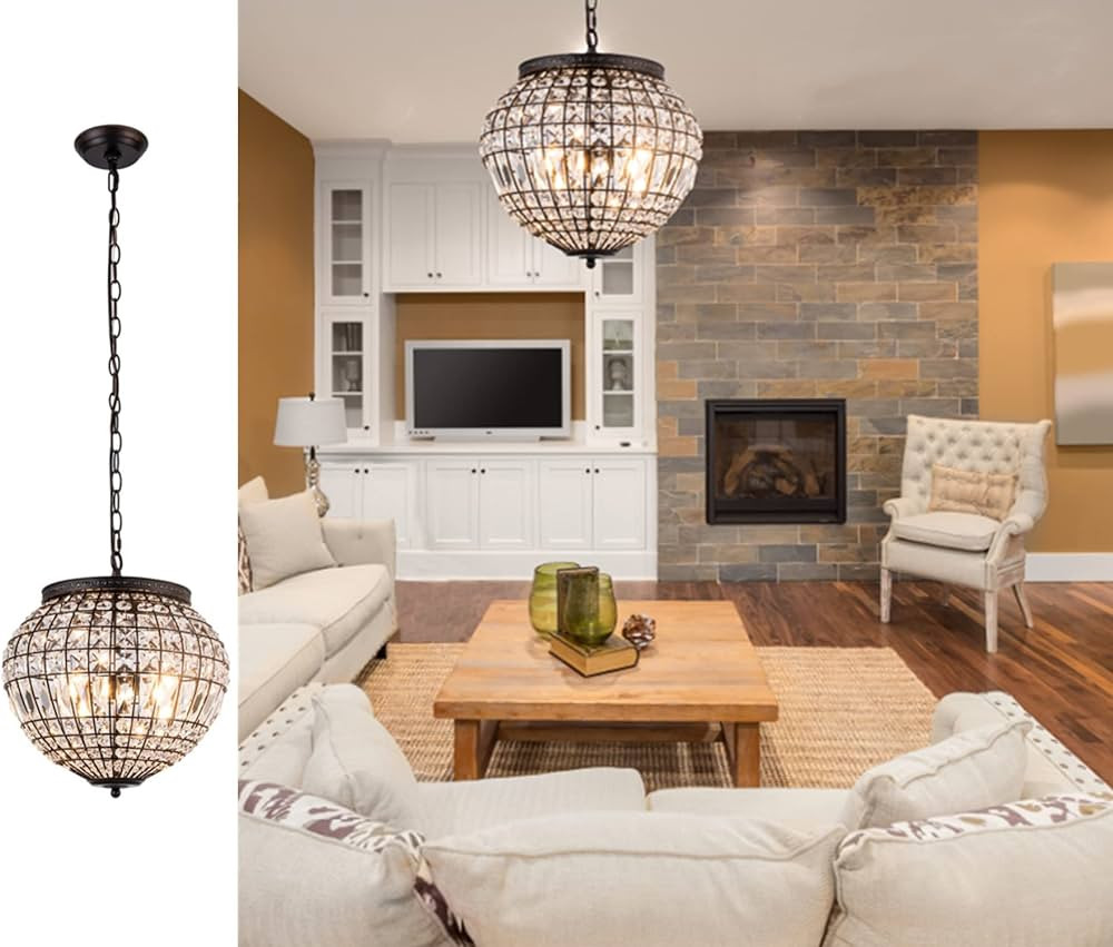 Vintage K9 Crystals Chandelier Classic Pendant Light Fixture for Living Room Entryway Kitchen Isl... | Amazon (US)