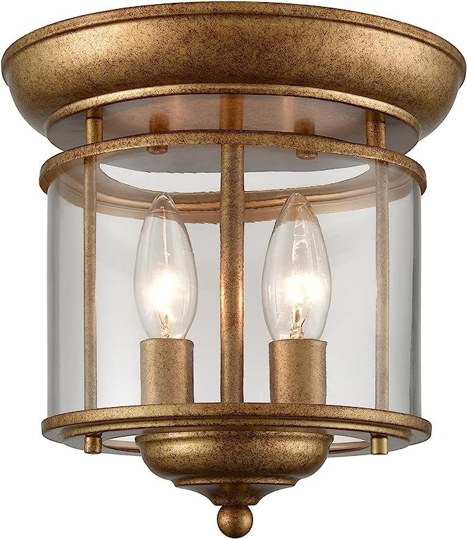 SAMTEEN Mid-Cantury Modern Flush Mount Ceiling Light Antique Gold Ceiling Light 3-Light Fixtures ... | Amazon (US)
