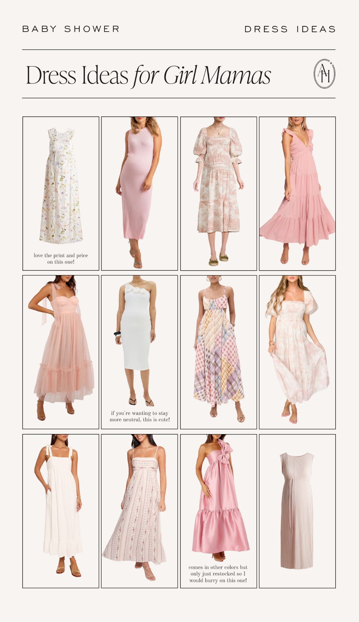 Pink dress ideas for girl mamas! Love all the shades of pink and bow details. Perfect to wear to your baby shower! 

#LTKBump #LTKStyleTip #LTKParties