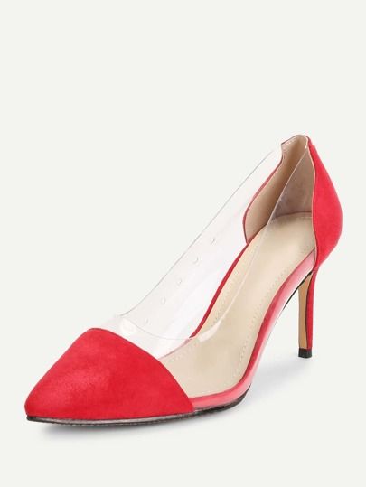 Pointed Toe Clear Detail Stiletto Heels | SHEIN