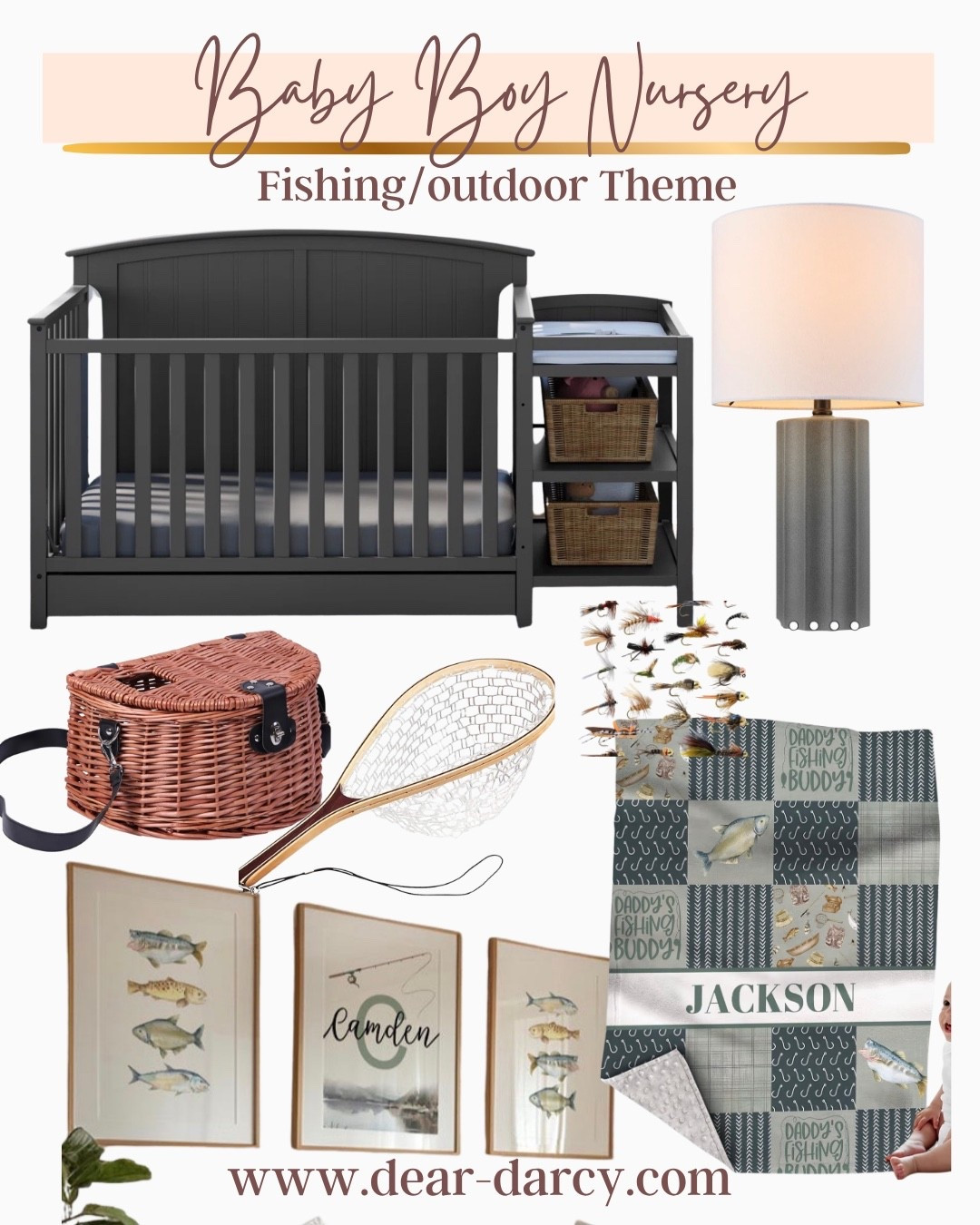 Baby Boy Nursery

Fishing/camping/outdoor

🚨Sale 
Wayfair up to 80% off Sale

Crib and changing table combo

Grey stone lamp 

Fishing basket 

Fishing net 
(Cute to hold little stuff animals


3 picture art work custome made Etsy  (frames not included and can pick size) 

Amazon find custom name quilt 


#LTKHome #LTKSaleAlert #LTKStyleTip
