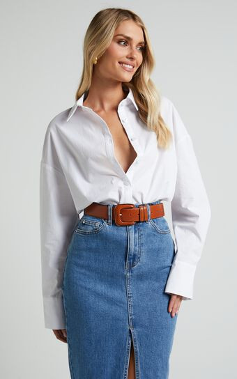 Terah Shirt - Button Up Shirt in White | Showpo (US, UK & Europe)