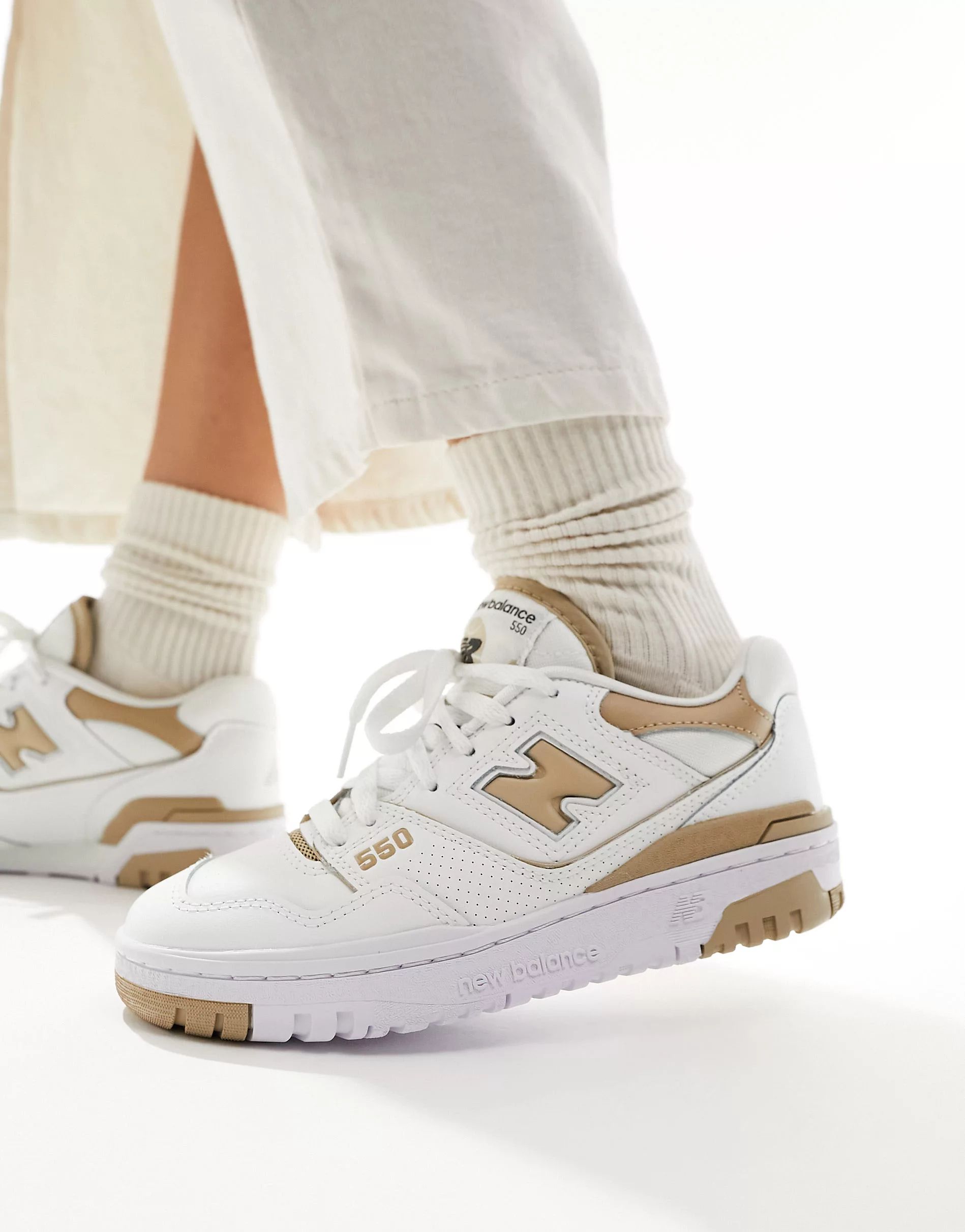 New Balance 550 sneakers in white & brown | ASOS | ASOS (Global)
