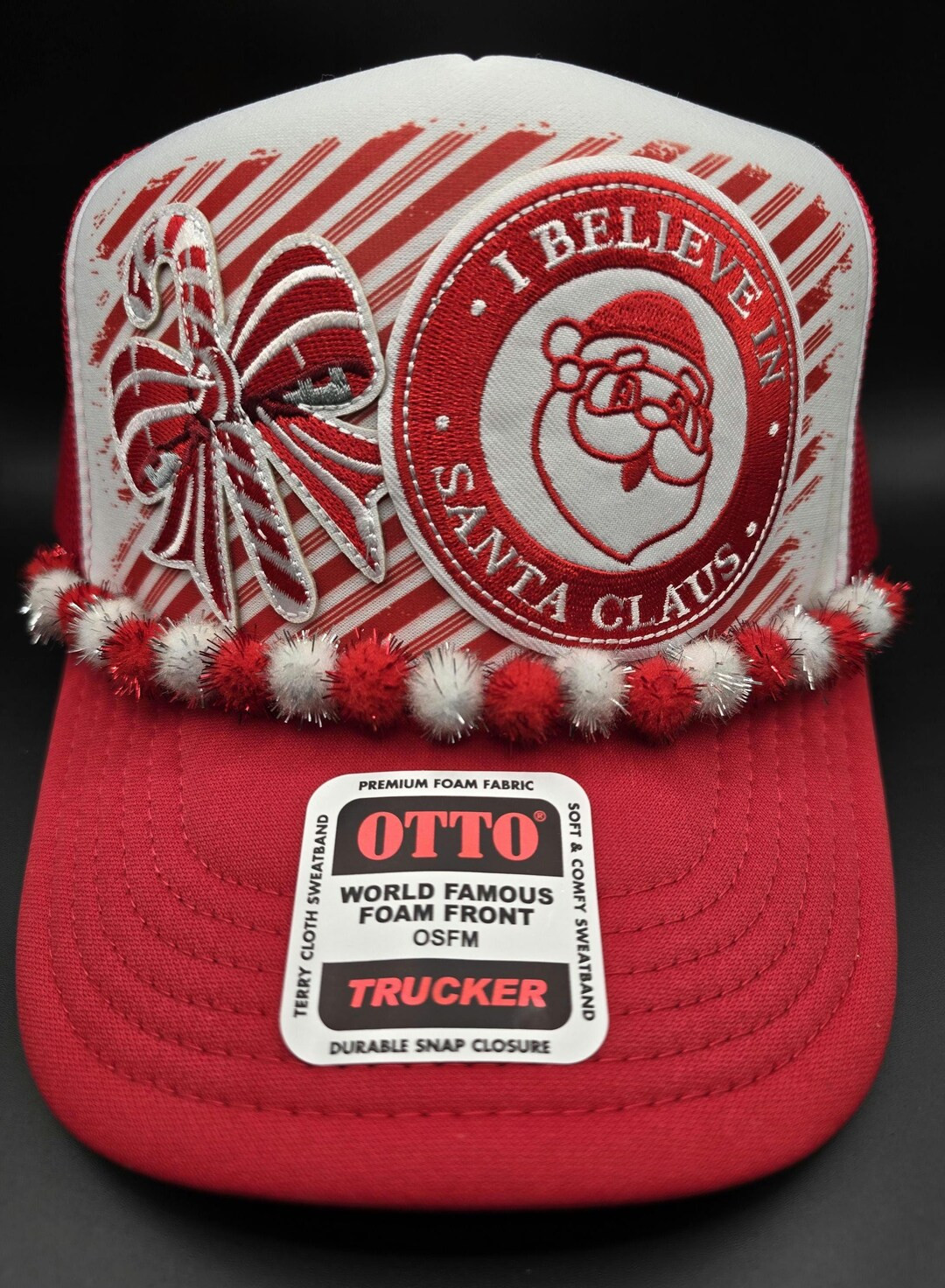 I Believe in Santa Claus Christmas Trucker Hat on Red and White - Etsy | Etsy (US)