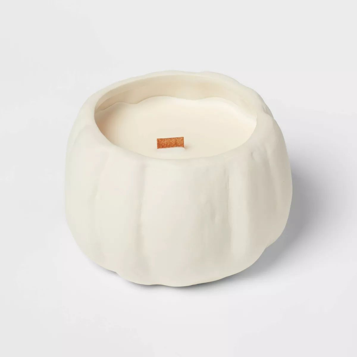 12oz Brushed Abstract Pumpkin Ceramic with Woodwick and Dustcover Pumpkin Woods Candle - Threshol... | Target