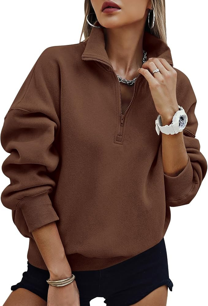 PRETTYGARDEN Womens Half Zip Oversized Sweatshirts Fleece Hoodies 2026 Trendy Long Sleeve Pullove... | Amazon (US)