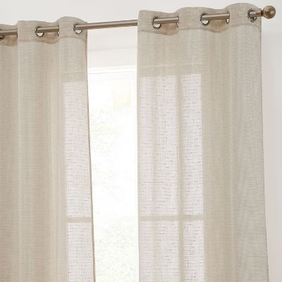 HLC.ME Emily Faux Linen Semi Sheer Light Filtering Grommet Lightweight Window Curtains Drapery Panels, Set of 2 - Beige, 37 W x 84 L | Target