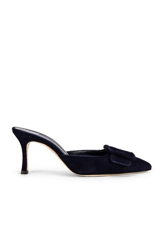 Manolo Blahnik Maysale 70 Mule in Navy | FWRD 