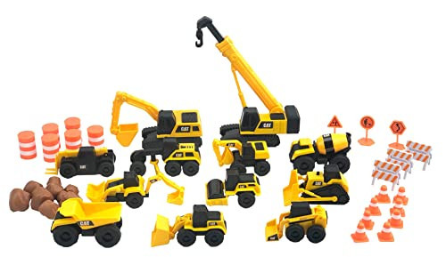 CAT Construction Toys, Little Machines Mega Set – 40+ Pieces with XL Crane & Excavator, 10 Mini Vehicles, Road Signs, Cones, Boulders & Barricades, Indoor/Outdoor STEM Toy for Kids Ages 3 + | Amazon (US)