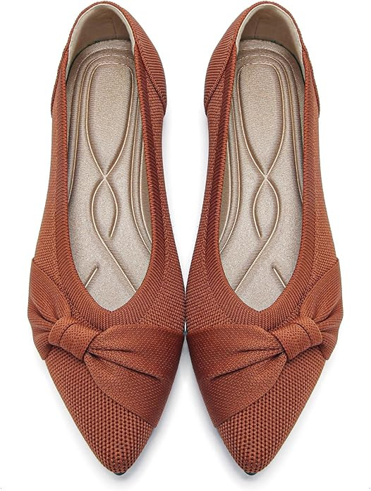 HIULYCENCE Pointed Toe Flats for Women Ballet Flats | Comfortable Dressy Knit Lightweight Casual ... | Amazon (US)