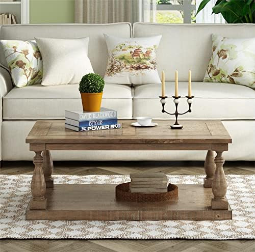 Signature Design by Ashley Johnelle Farmhouse Coffee Table with Weathered Gray Finish, Gray, 54"W... | Amazon (US)