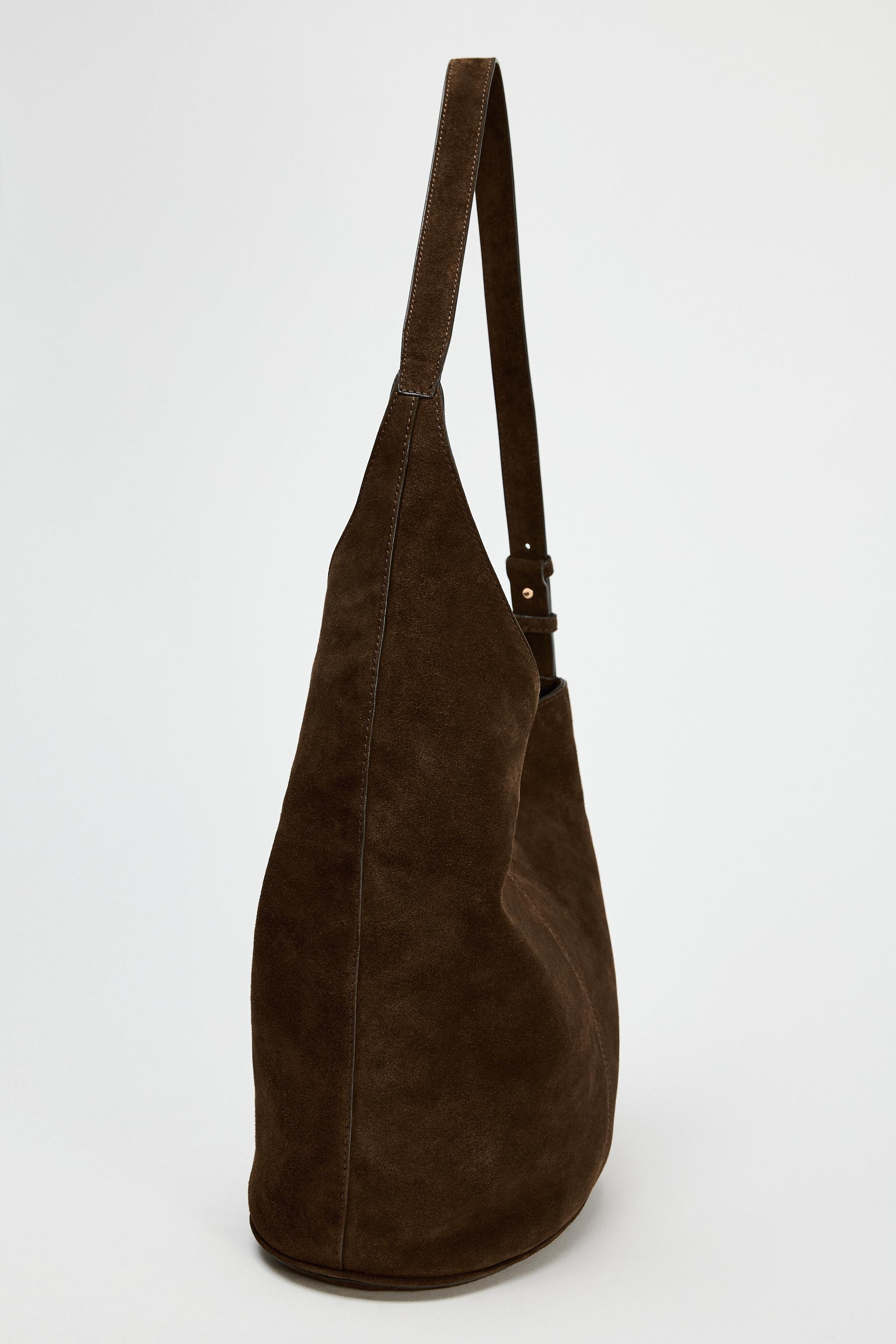 ASYMMETRIC SOFT SPLIT SUEDE BUCKET BAG | Zara UK