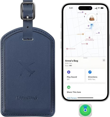 Luggage Tags Built-in Anti-Loss Tracker, Luxury Leather Luggage Tags for Suitcase, Travel Bags, B... | Amazon (US)