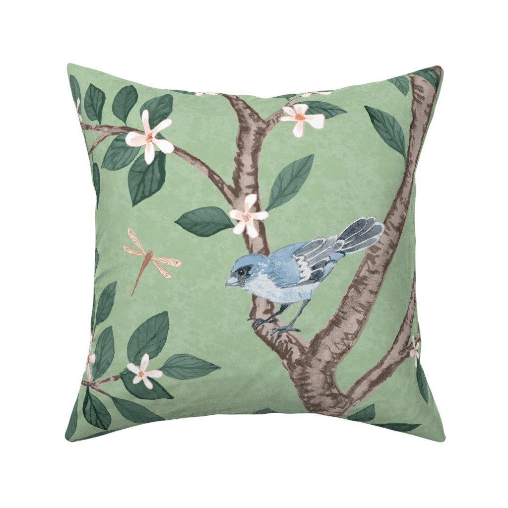 Green Elsie's Garden Throw Pillow | Spoonflower | Spoonflower