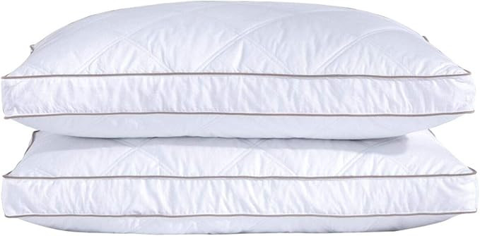 puredown® Goose Feathers and Down Pillow for Sleeping Gusseted Bed Hotel Collection Pillows, Sta... | Amazon (US)