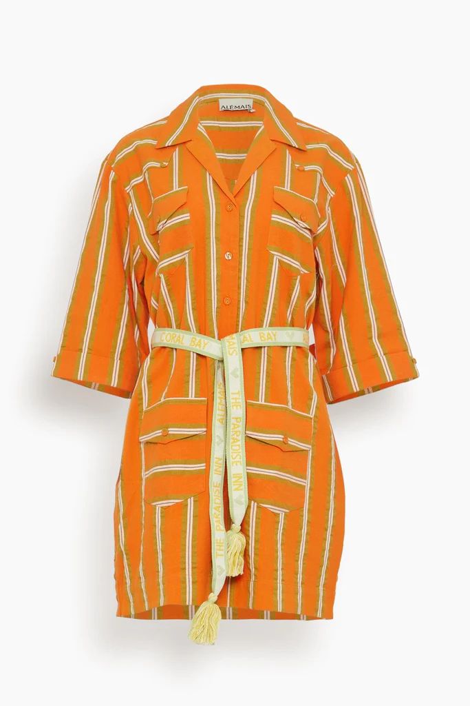 Gina Stripe Mini Dress in Tangerine | Hampden Clothing