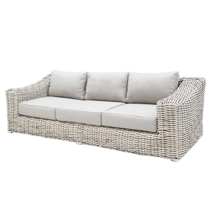 Sommer 91.3'' Wide Outdoor Wicker Patio Sofa with Cushions | Wayfair North America