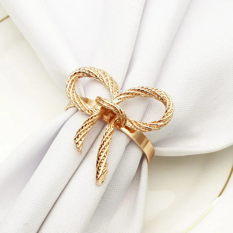 ruhuadgb Bowknot Napkin Rings Delicate 6Pcs Restaurant Bow Tie Napkin Ring Round Modern Table Dec... | Walmart (US)