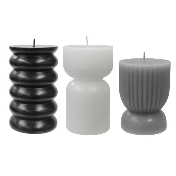 Better Homes & Gardens Unscented Pillar Candles, 3-Pack, 3 inches Dia, Black, Gray, White - Walma... | Walmart (US)