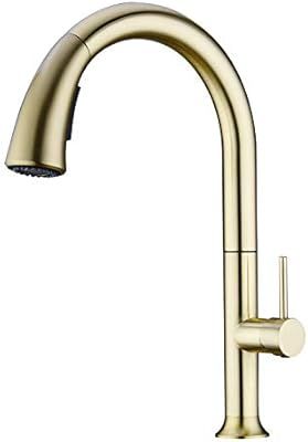 WENKEN Kitchen Faucet, Champagne Gold Kitchen Faucet with Pull Out Sprayer, 360 Degree Swivel Hig... | Amazon (US)