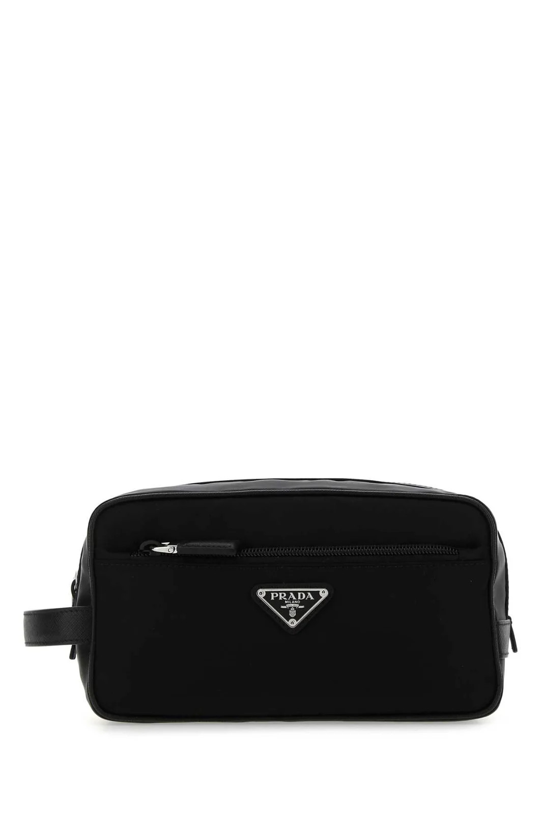 Prada Logo Plaque Travel Pouch - Cettire | Cettire Global