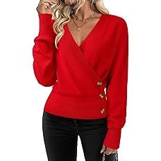 Timeson Womens Fall Sweaters 2025 Long Sleeve V Neck Business Casual Pullover Knit Tops | Amazon (US)