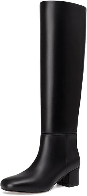 Knee High Boots Women Chunky Low Heel Round Toe Tall Fall Boots | 1.97-inch Square Toe Knee High ... | Amazon (US)